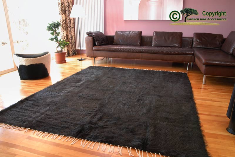 Ziegenhaarteppich Teppich Mohair Ziegenhaar schwarz 190 eBay Ziegenhaarteppich Teppich Mohair Ziegenhaar schwarz 190 eBay